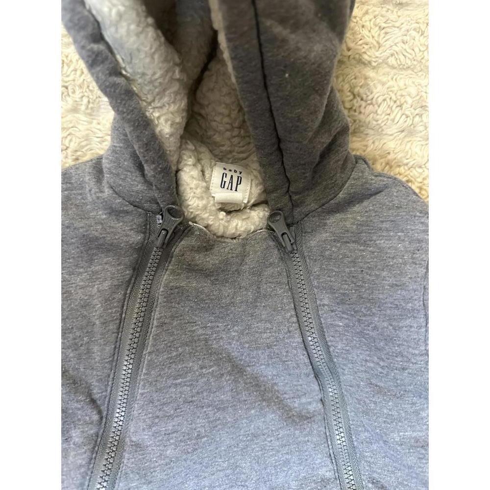 baby GAP sherpa-lined hooded dual zipped one-piece/snowsuit/bunting Size 12-18M - Picture 6 of 8